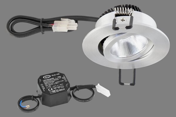 EVN PC20 spot încas rotund dimmer trepte 3000K alu, reglabil, Metalic, Studiu / Birou, Metal, Modern, Corpuri de iluminat încastrate rotunde