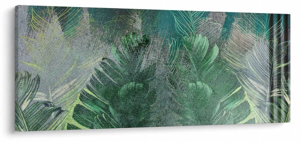 Tablou - Textura de beton cu frunze (120x50 cm)