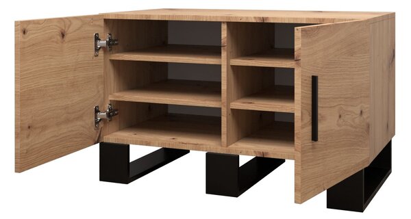 Set mobilier pentru hol Amanda 21 (Stejar artisan + piele ecologică Negru). 1086045