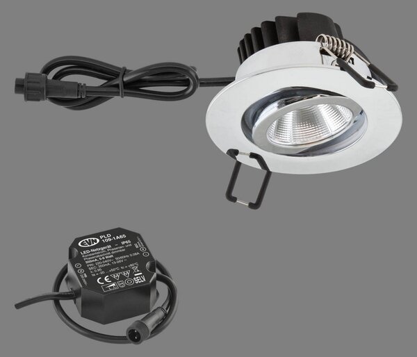 EVN PC65 lampă exter încastrată rotund, 3000K crom, reglabil, Metalic, Metal, Modern, Corpuri de iluminat încastrate rotunde