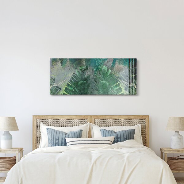 Tablou - Textura de beton cu frunze (120x50 cm)