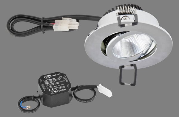 EVN PC20 spot încas rotund dimmer trepte 3000K cro, reglabil, Metalic, Studiu / Birou, Metal, Modern, Corpuri de iluminat încastrate rotunde