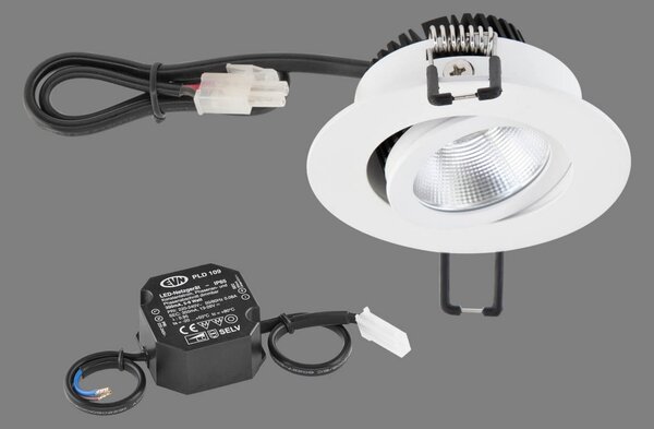EVN PC20 spot încas rotund dimmer trepte 3000K alb, reglabil, Alb, Studiu / Birou, Metal, Modern, Corpuri de iluminat încastrate rotunde
