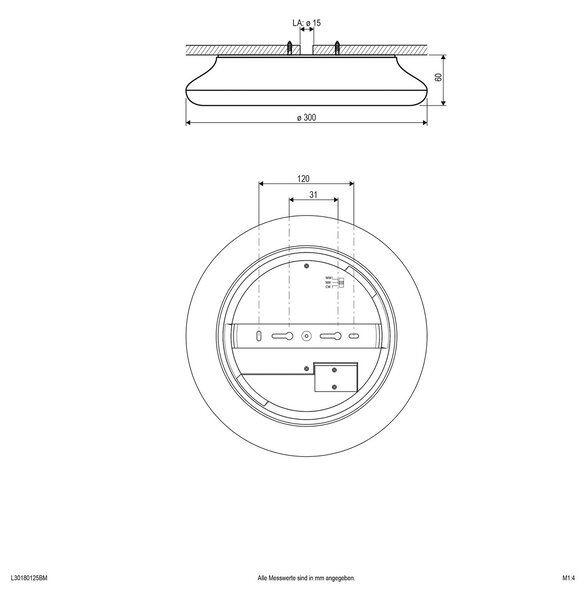 EVN Catino Plafonieră cu LED, senzor, 30 cm, reglabil, Alb, Baie, Plastic, Modern