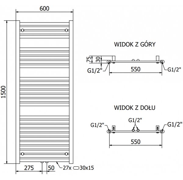 Mexen Hades, element electric de încălzire 1500 x 600 mm, 900 W, antracit, W104-1500-600-2900-66