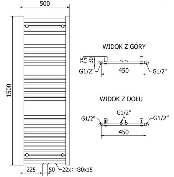 Mexen Hades, element electric de încălzire 1500 x 500 mm, 900 W, antracit, W104-1500-500-2900-66