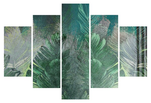 Tablou - Textura de beton cu frunze (150x105 cm)