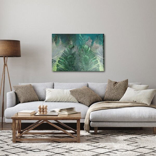 Tablou - Textura de beton cu frunze (70x50 cm)
