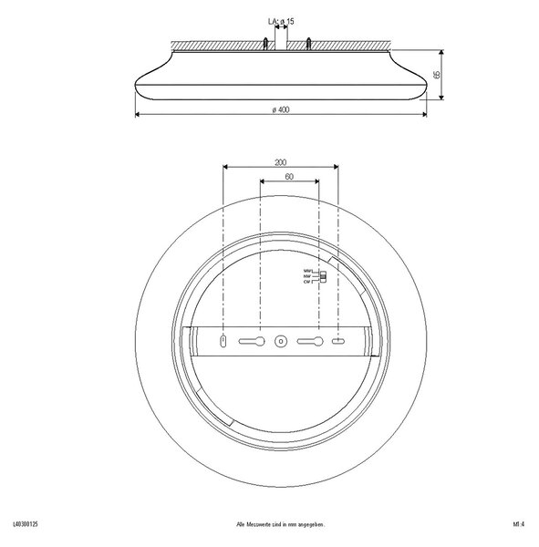 EVN Catino LED plafonieră cu LED-uri, CCT, 40 cm, reglabil, Alb, Baie, Plastic, Modern