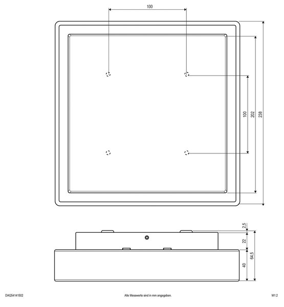 EVN Plafonieră LED pentru exterior Tectum, 24x24 cm, antracit, 110°, Negru, Metal, Modern
