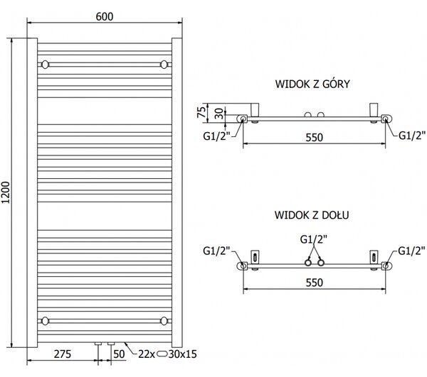 Mexen Hades, element electric de încălzire 1200 x 600 mm, 600 W, antracit, W104-1200-600-2900-66