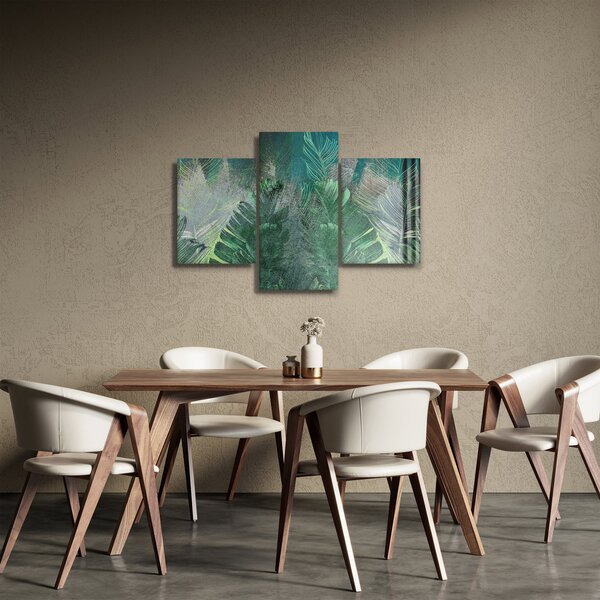 Tablou - Textura de beton cu frunze (90x60 cm)