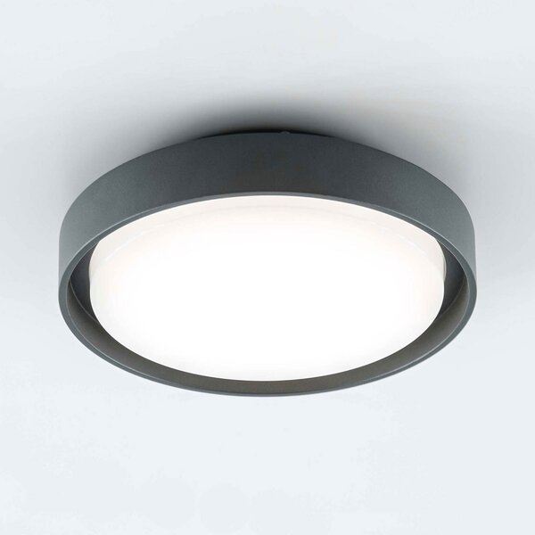 EVN Plafonieră de exterior LED Tectum, antracit, Ø 25 cm, Negru, Metal, Modern
