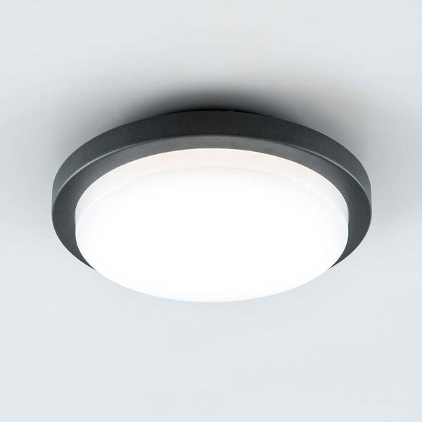 EVN Tectum plafonieră LED exterior, Ø 24,6 cm, Negru, Metal, Modern