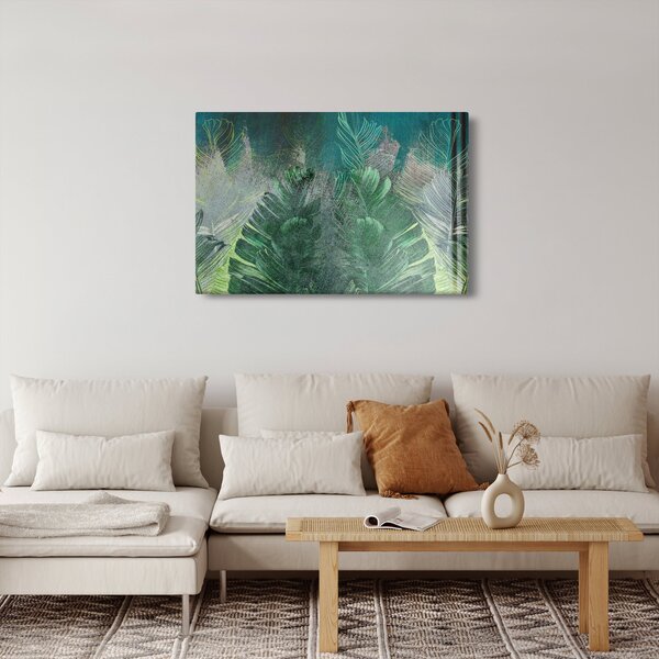 Tablou - Textura de beton cu frunze (90x60 cm)