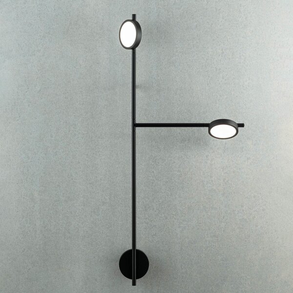 GRUPA Igram Aplică de perete cu LED 2 becuri negru, reglabil, Negru, Camera de zi / sufragerie, Metal, Modern