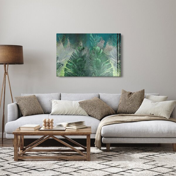 Tablou - Textura de beton cu frunze (90x60 cm)