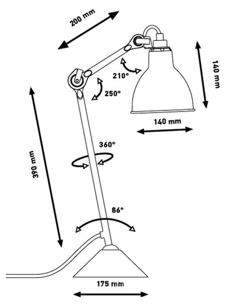 Lampă de masă Lampe Gras, Metalic, Camera de zi, Metal