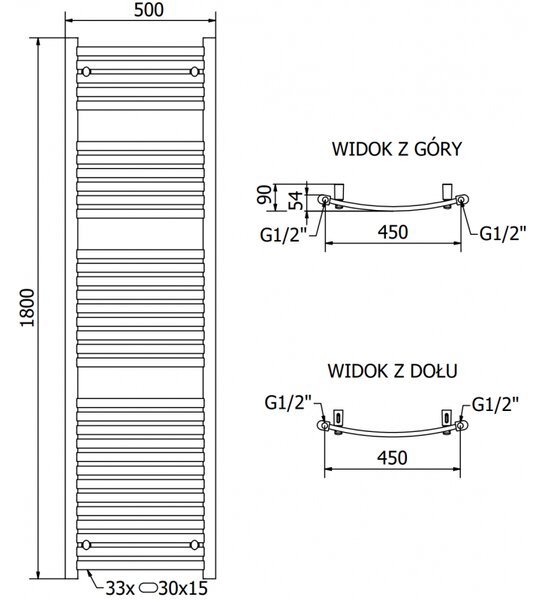 Mexen Helios, element electric de încălzire 1800 x 500 mm, 900 W, antracit, W103-1800-500-2900-66