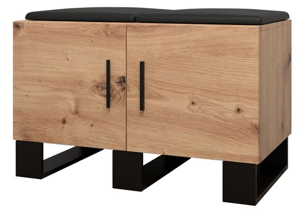 Set mobilier pentru hol Amanda 21 (Stejar artisan + piele ecologică Negru). 1086045