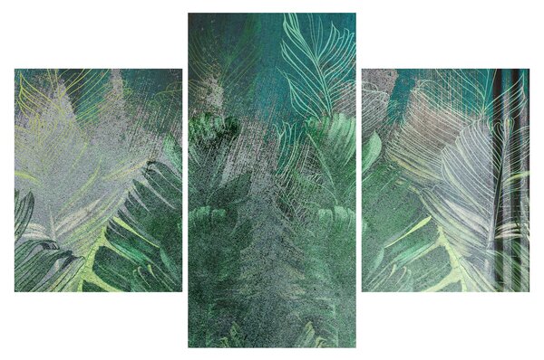Tablou - Textura de beton cu frunze (90x60 cm)