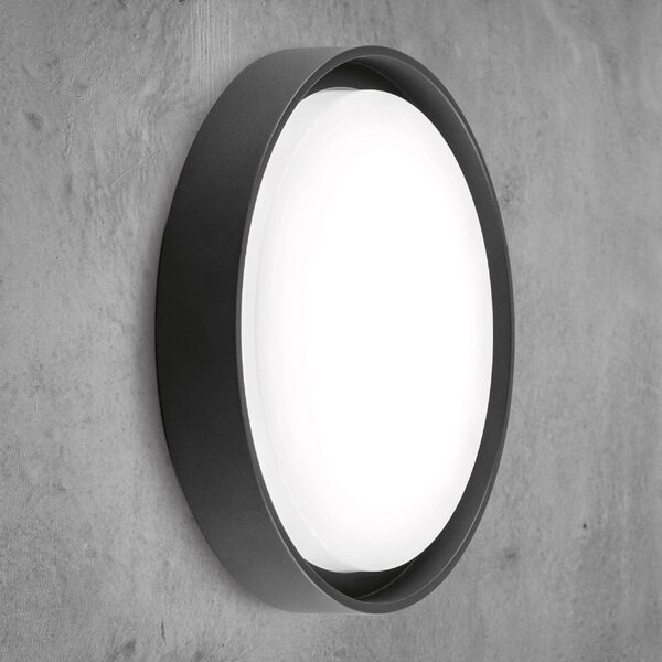 EVN Plafonieră de exterior LED Tectum, antracit, Ø 25 cm, Negru, Metal, Modern