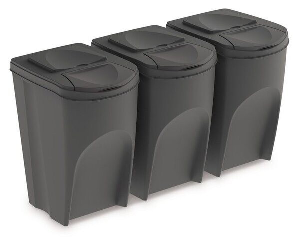 Set pubele pentru deseuri sortate, 3 x 35 l, gri