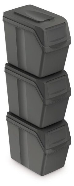 Set pubele pentru deseuri sortate, 3 x 20 l, gri