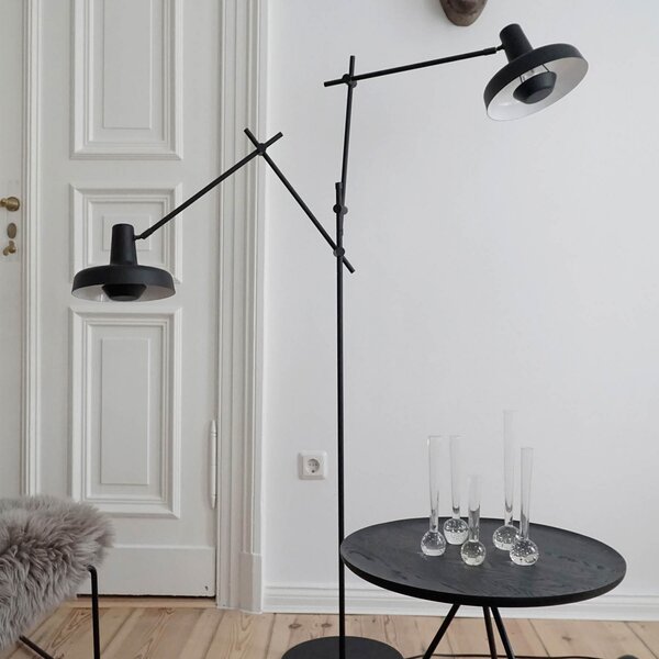 GRUPA Arigato lampă de podea, 2 becuri, negru, Negru, Studiu / Birou, Metal, Proiector suspendat