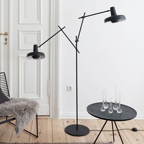 GRUPA Arigato lampă de podea, 2 becuri, negru, Negru, Studiu / Birou, Metal, Proiector suspendat