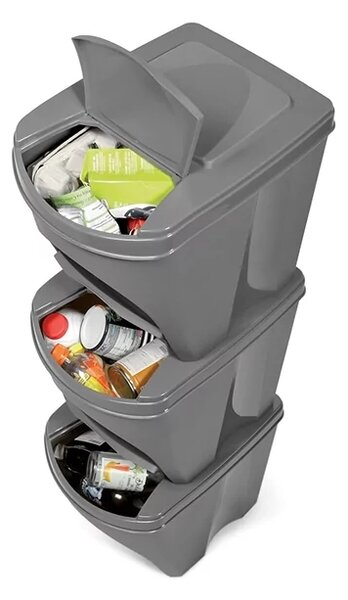 Set pubele pentru deseuri sortate II, 3 x 25 l, gri