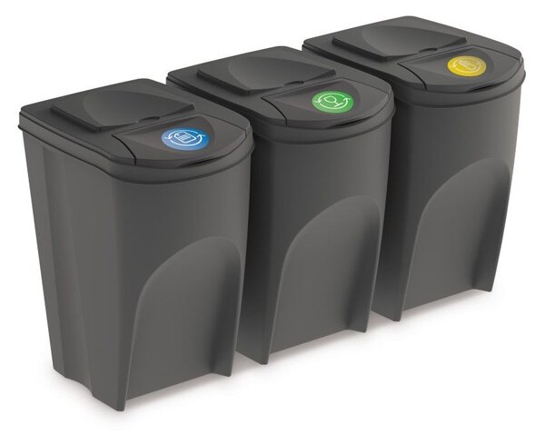 Set pubele pentru deseuri sortate, 3 x 35 l, gri