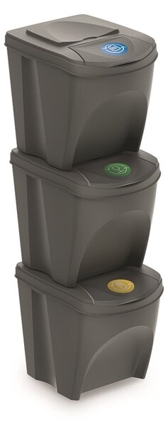 Set pubele pentru deseuri sortate II, 3 x 25 l, gri