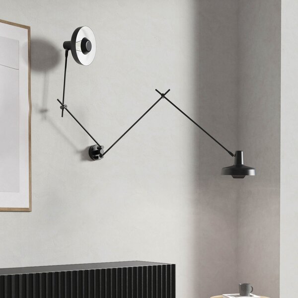GRUPA Arigato aplică de perete 2 becuri 90cm negru, Negru, Studiu / Birou, Metal