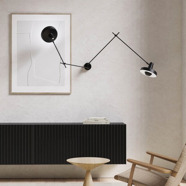 GRUPA Arigato aplică de perete 2 becuri 90cm negru, Negru, Studiu / Birou, Metal