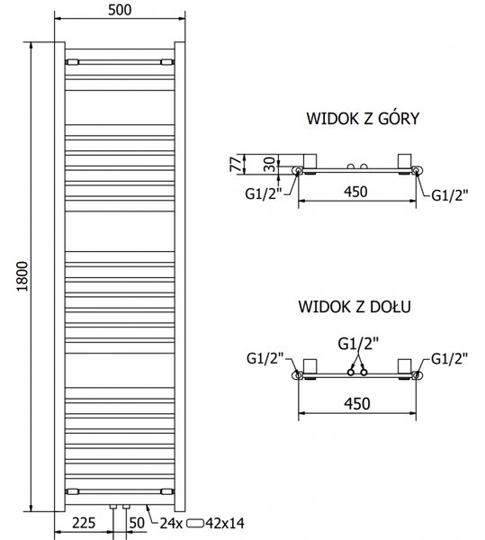 Mexen Uran, element electric de încălzire 1800x500 mm + tijă de încălzire 900 W, crom, W105-1800-500-2900-01