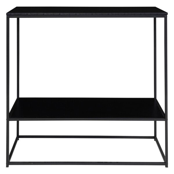 Masă consolă cu 2 rafturi, neagră 80x36x80cm