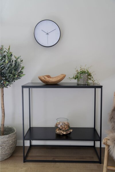 Masă consolă cu 2 rafturi, neagră 80x36x80cm