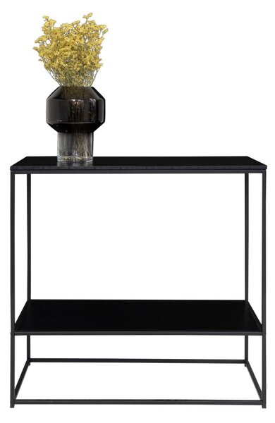 Masă consolă cu 2 rafturi, neagră 80x36x80cm