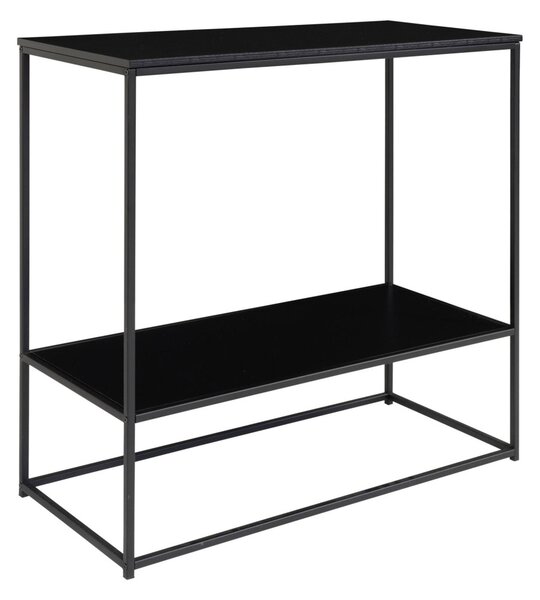 Masă consolă cu 2 rafturi, neagră 80x36x80cm