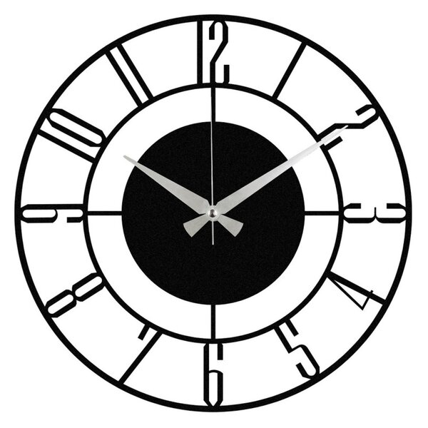 Ceas de perete decorativ din metal, negru, 48 x 48 cm