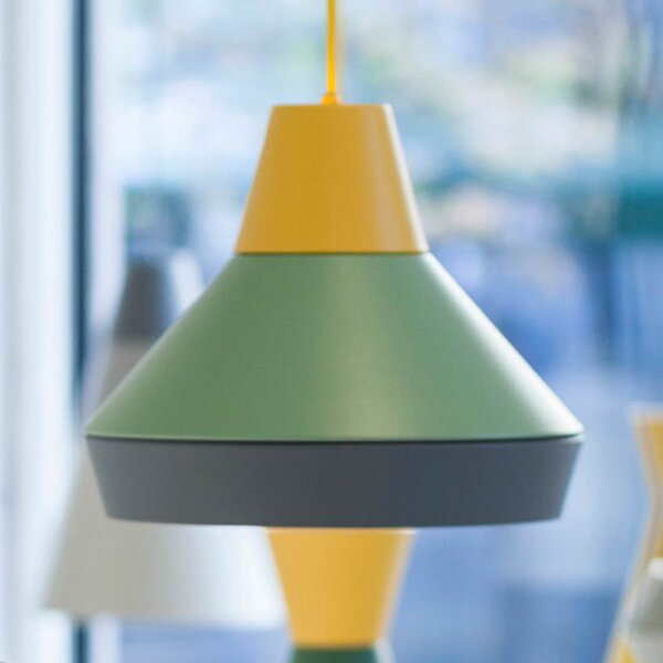 GRUPA Ili Pălărie de pisică lampă suspendată galben/verde/gri, reglabil, Multicolor, Camera de zi / sufragerie, Metal, Design