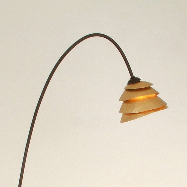 Holländer Lampă de podea Snail, 1 bec, maro-auriu, Maro / Rugină, Camera de zi / sufragerie, Metal, Modern