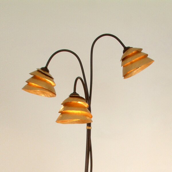 Holländer Lampă de podea Snail 3 becuri maro-auriu, Maro / Rugină, Camera de zi / sufragerie, Metal, Modern
