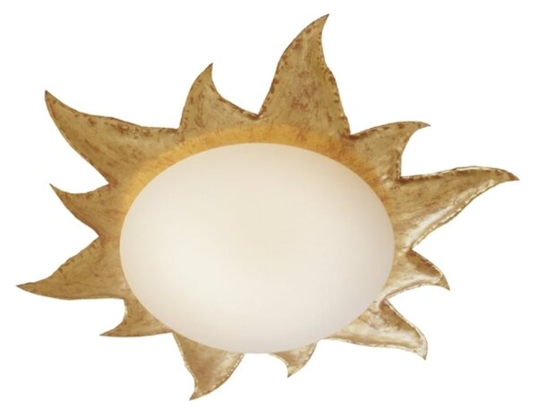 Holländer Plafonieră aurie NOVA GOLD abajur de sticlă opal, reglabil, Auriu / Alamă, Camera de zi / sufragerie, Sticlă, Modern
