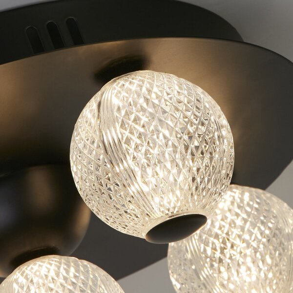 Searchlight Plafonieră LED Asteroid, negru Ø 33 cm oțel/acrilic 5 becuri., reglabil, Negru, Camera de zi / sufragerie, Metal, Modern, Plafon rotund direct