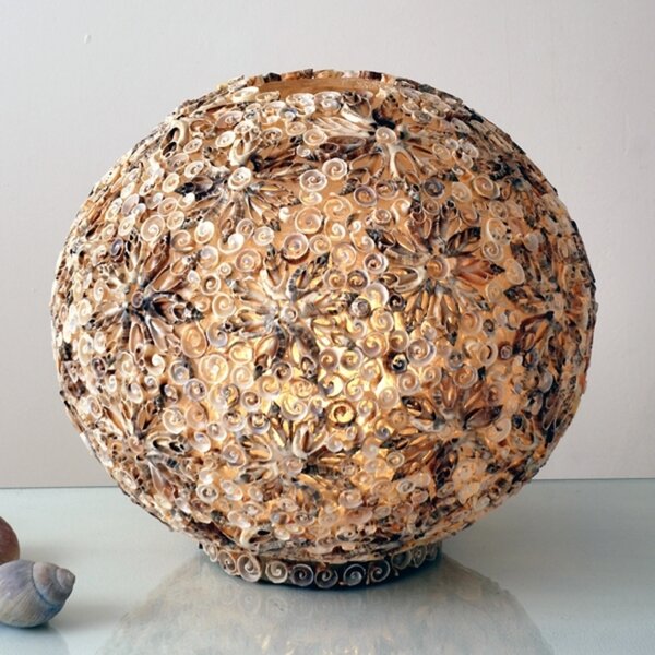 Holländer Lampă de masă decorativă SFERĂ SCOICI, 40 cm, Bej, Camera de zi / sufragerie, Plastic, Modern