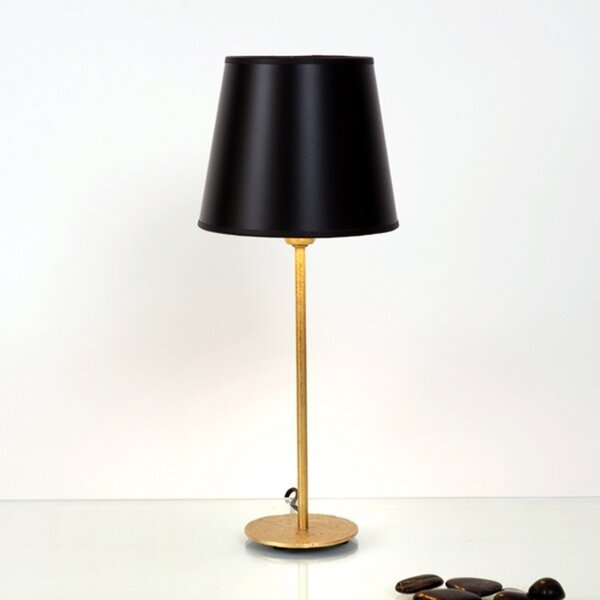 Holländer Lampă de masă Mattia cu abajur rotund pe negru, Negru, Camera de zi / sufragerie, Metal, Modern
