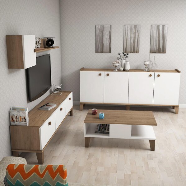 Mobilier living Sommer 3 (Stejar + Alb). 1088212