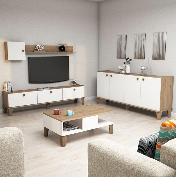 Mobilier living Sommer 3 (Stejar + Alb). 1088212
